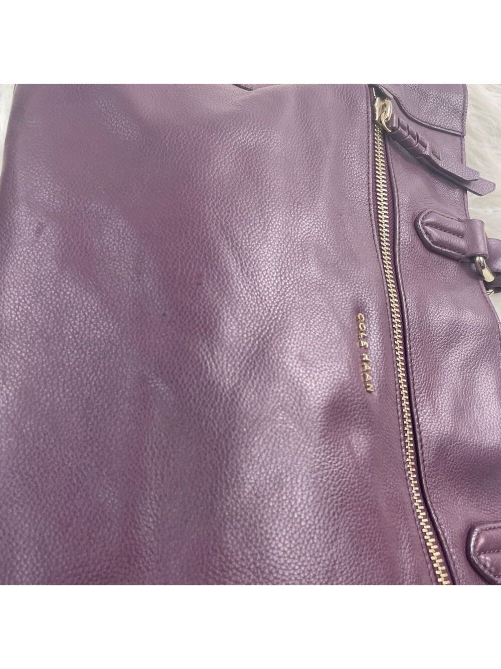 Cole Haan Purple Leather Dual Strap Handbag - Picture 8 of 16